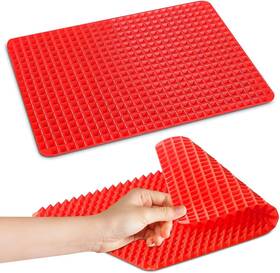 Synchkg120838 Dimrom Silicone Baking Mat 16 Inch X11.5 Non-stick Red Pyramid Design For Roasting Bbq &