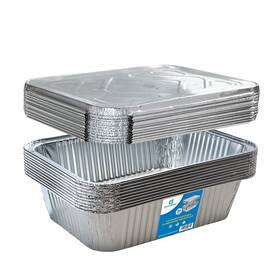 Diplastible 079908407891 Oblong Disposable Aluminum Pans With Lids - 20 Pack 8.5 X 6 2.5 In 5-lb P