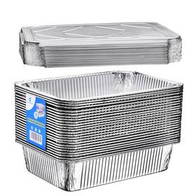 Diplastible 435621975698 11x7 Disposable Aluminum Pans With Covers - 10 Pack Pan Fo