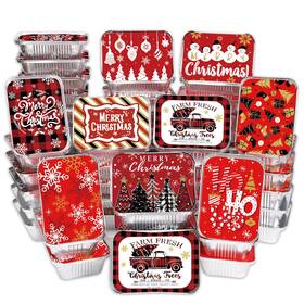 Diydec-us-xm349m1p1 Diydec 36pcs Christmas Aluminum Food Containers With Lids 9 Styles Merry F