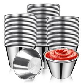 Djzz 707091195058 50 Pcs Metal Sauce Cups 2.5oz Ramekins Stainless Steel Dipping Me