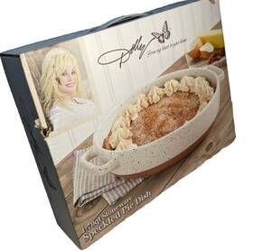 Dolly Parton 048552617802 Stoneware Collection 1.79 Quart Speckled Pie Dish-brand New 11.5x9