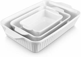 Dowan 667261542153 Casserole Dishes Baking Pan Ceramic Set Of 3 For Oven White