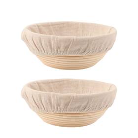 Doyolla 701385618704 Bread Proofing Baskets Set Of 2 8.5 Inch Round Dough Bowls With Liners