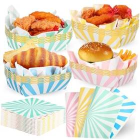 Gon1073 Dunzoom Sets Pastel Paper Food Trays With Grease Resistant Wax Deli Sheet 120