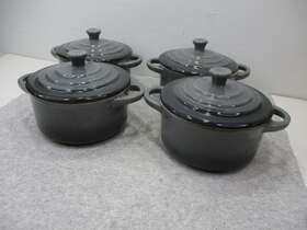 Bf-gmc004 Dwell Six Bel Fer Gray 850031343498 4 Mini Ceramic Cocottes With Lids By Limited Edition