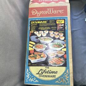 6431 Dynaware Vtg White Milk Glass Ovenware 31 Piece Set 1960 Blue Flowers New In Box