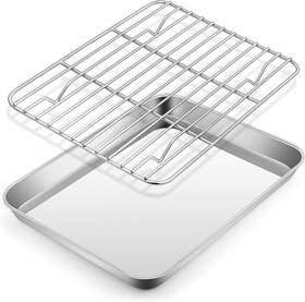 E-far 313101874891 Metal Toaster Oven Tray Set 10.5 Inch X8.3 Small Stainless Steel Baking Pan W E-far 313101874891 Metal Toaster Oven Tray Set 10.5 Inch X8.3 Small Stainless Steel Baking Pan W