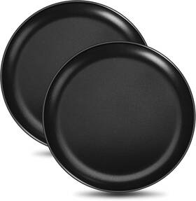 E-far 445028243214 12 Inch Stainless Steel Round Pizza Pan Set Of 2 Tray For Oven Baking