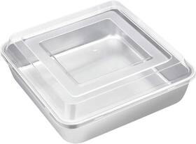 E-far 445028466446 8 X 8-inch Square Baking Pan With Lid Stainless Steel Cake Brownie