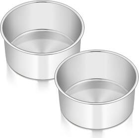 E-far 705353929588 6 X 3 Inch Round Cake Pans Stainless Steel Deep Baking Pan Fo