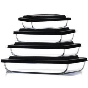 Eatex 198379009837 4-pack Glass Food Storage Containers With Lids Baking Pans Set