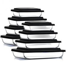 Eatex 198379220157 16-piece Deep Glass Casserole Dishes For Oven With Plastic Lids Baking