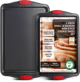 Eatex 705353143861 Joytable Baking Sheet 2pc Cookie Set With Silicone Handles Nonstick Stee Eatex 705353143861 Joytable Baking Sheet 2pc Cookie Set With Silicone Handles Nonstick Stee
