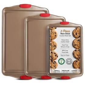Eatex 840284502773 Baking Sheet Set 3-piece Cookie With Silicone Handles Nonstick St
