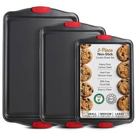Eatex 840284502797 Baking Sheet Set 3-piece Cookie With Silicone Handles Steel Bak Inch Eatex 840284502797 Baking Sheet Set 3-piece Cookie With Silicone Handles Steel Bak Inch