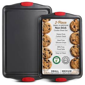 Eatex 840284523266 Baking Sheet Set 2-piece 2 Piece Small And Medium Cookie Black