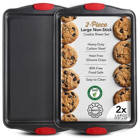 Eatex 840284523273 Baking Sheet Set 2-piece Large Cookie With Silicone Handles Steel