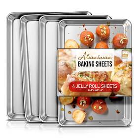 Eatex 840284585974 Aluminum Baking Sheet Set 4 Pack Cookie 10 Inch X 15 Jelly Roll Baki