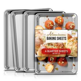 Eatex 840284585981 Aluminum Baking Sheet Set 4 Pack Cookie 9x13 Pan Warp