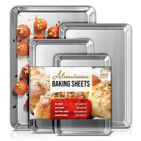 Eatex 840284591845 Aluminum Baking Sheet Set 4 Pack Cookie Warp And Rust Resistant B