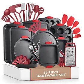 Eatex Baking Pans Set 39pc With Silicone Handles Durable Steel
