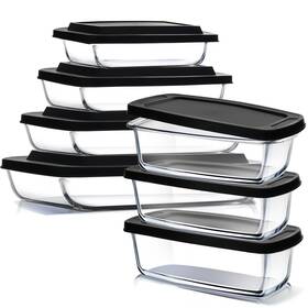 Vds-ex-glsscntnr-4 Eatex Vds-ex-glsscntnr-4&3pc-blk 7 Pack Food Storage Containers With Lids Baking Dishes Oven Microwave Safe