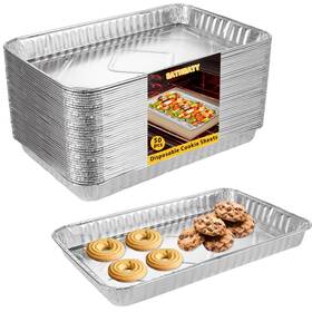 Aluminumtrays-20-8in Eatheaty 50 Pack Aluminum Pans Half Size 12.7 X 8 Inch Disposable Cookie Shee