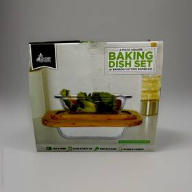 Ec-2pcssqr-bmb Eco Chef New 2 Piece Square Baking Dish Set With Bamboo Cutting Boards 4 Pcs