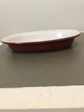 0135 Emile Henry France #0135 Oval Baker Baking Dish 12x8.5 Red Stoneware