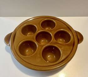 2526 Emile Henry 6 Hole Stoneware Escargot Baking Dish Quail Egg Mushroom France