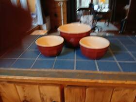 6574 Emile Henry William Sonoma France 3 2 Bowls 6 Inches And 1 10 Inch #6574 Red