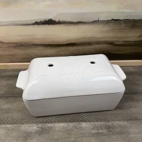 6767294 Emile Henry Williams Sonoma French Ceramic Covered Bread Loaf White Flaws Read