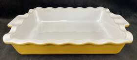 9674 Emile Henry Nwt France Ruffled Yellow White Casserole Baking Dish 9 X 13 Inch