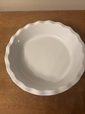 Edge-61.31 Emile Henry Edge-61 Pottery Pie Dish/plate 9 Inch White/orang-quiche Tart-ruffled