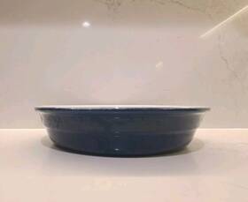 Eh116032 Emile Henry 11 Inch X 2.2 Large Deep Baking Tart/cake Round Dish. Blue White