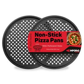 Ekpizp22mrx Emporio Kitchen Non-stick Pizza Pan 2 Pack 13 Inch Round Carbon Steel Tray With Perfor