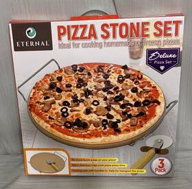 Pg93934 Eternal Pizza Stone Set 13 Inch With Cooling Rack Handles Cutter 3 Pack Pg93934 Eternal Pizza Stone Set 13 Inch With Cooling Rack Handles Cutter 3 Pack