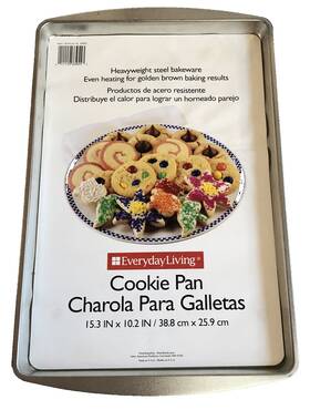 33955 Everyday Living Cookie Baking Pan Heavyweight Steel Bakeware 15x10 Inch Medium Oven Sheet Silver New