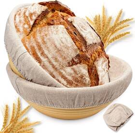Bpb-005 Ewfen Sourdough Proofing Basket Gift Set Of 2 Round Dough Bowls For Sour Doug