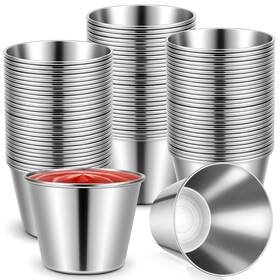 738495 Exclaith 110 Pcs 1.5 Oz Metal Ramekins Dipping Sauce Cups Stainless Steel-sauce S
