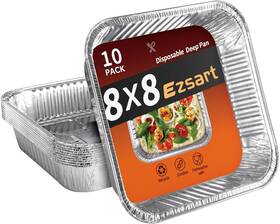 Ez2408-10 Ezsart 10-pack Heavy Duty Aluminum Pans 8x8 - Perfect For Baking And Storing Food Ez2408-10 Ezsart 10-pack Heavy Duty Aluminum Pans 8x8 - Perfect For Baking And Storing Food