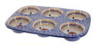 F093-dplc Manufaktura Blue Rose Polish Pottery Red Daisy Muffin 680243827291 F093-dplc Manufaktura Blue Rose Polish Pottery Red Daisy Muffin 680243827291