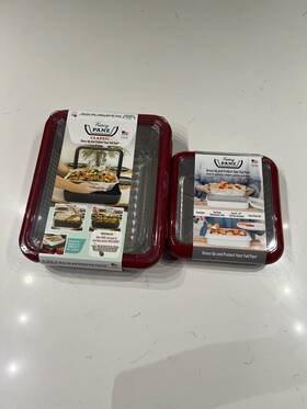 Fpd02 Fancy Panz Red Foil Pan Holder Set Classic 9x13 And 8x8 Sizes