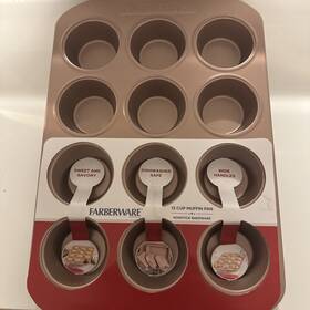 Farberware 631899477767 Bakeware Nonstick Muffin Pan Rose Gold New