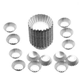 Fashionclubs 736364625756 Egg Tart Mold Baking Cups Tins 50pcs Steel Mini Pie Pans Muffin C