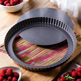 Fidz Pan 198715019520 Tart 10 Inch Removable Bottom- Carbon Steel Quiche Rust And Temperatur