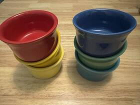 Fiesta 042648075682 Set Of 6 Rainbow Brights Ramekin Bakeware 4 Inch Bowl Fiestaware