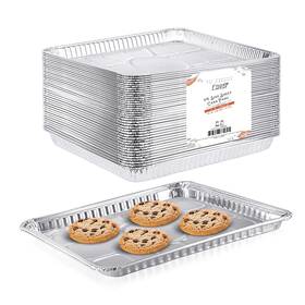 Fig & Leaf 643907779695 25 Pack 1/4 Size Cookie Sheet Baking Cake Pans L 12.8 Inch X 8.9 Disposable Al
