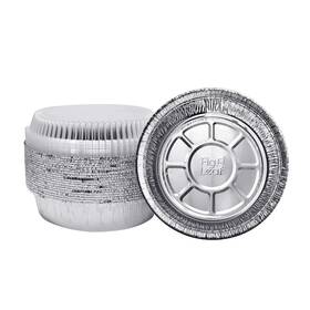 Fig & Leaf 850020028139 40 Pack Premium 8-inch Round Foil Pans With Plastic Dome Lids Silver